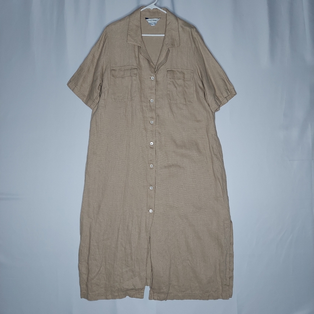 Marina Rinaldi Linen Full Button‎ Maxi Shirt-Dress 22 Quiet Luxury Designer